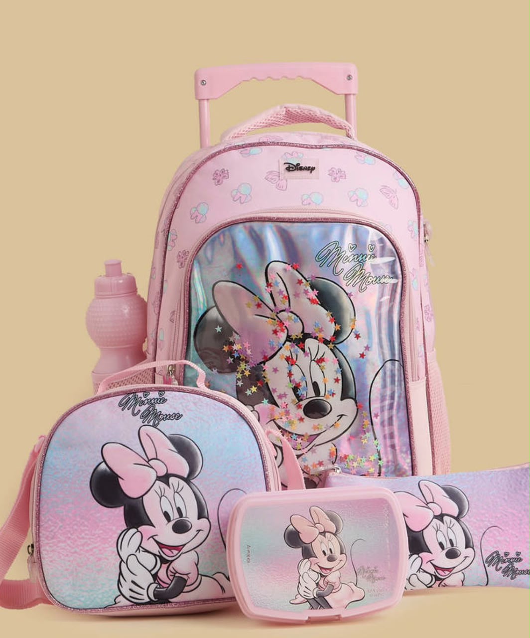 Disney Minnie Mouse 5-Piece Rolling Trolley School Bag Set